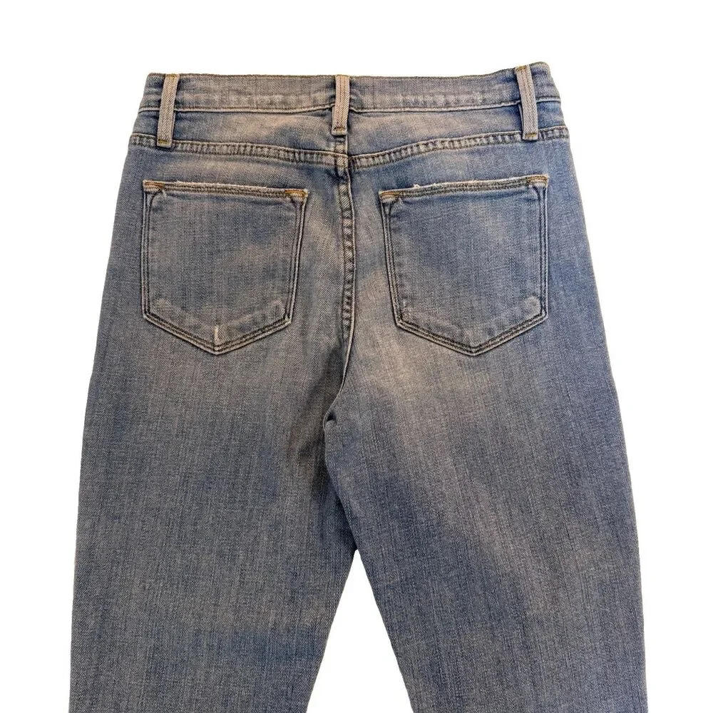 Frame Size 25 Le High Straight Jeans Blue Lightly Distressed Cropped Ankle